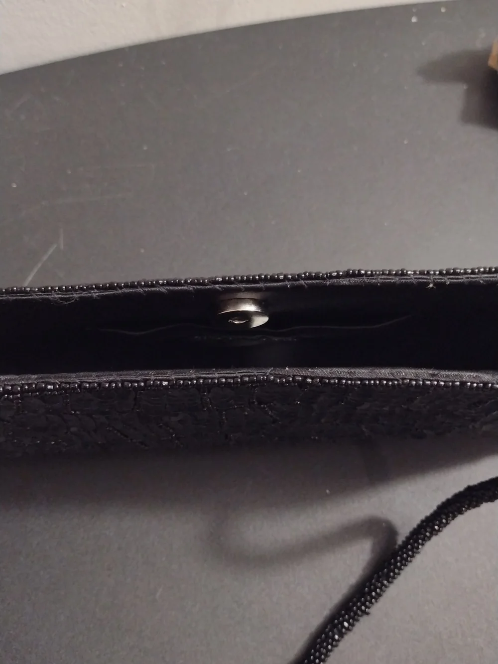 Bijoux Terner Black Beaded Sequin Shoulder Clutch